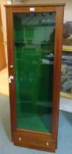 Mahogany gun cabinet for nine guns, with glazed door above a drawer, H147, W51cm, D30cm,