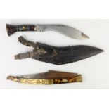 Eastern Knife with brass mounted bone and tortoiseshell handle and 21.