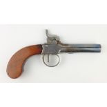 19th century 34 bore percussion pocket pistol with 7cm screw off circular barrel,