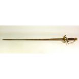 French Sword, wire bound grip with plain brass quillon, solid guard and 84.