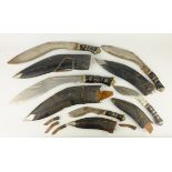 Five Kukri Knives with sheaths 42cm x 26cm