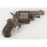 19th century six shot revolver, stamped crowned R and star over B, 2, ED320, with swivel ramrod,