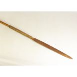 Early 20th century African tribal Assegai with leather bound grip and weighted shaft 192cm