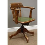 Early 20th century oak swivel office armchair,
