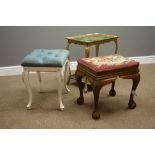 Cream and gilt stool with upholstered top,