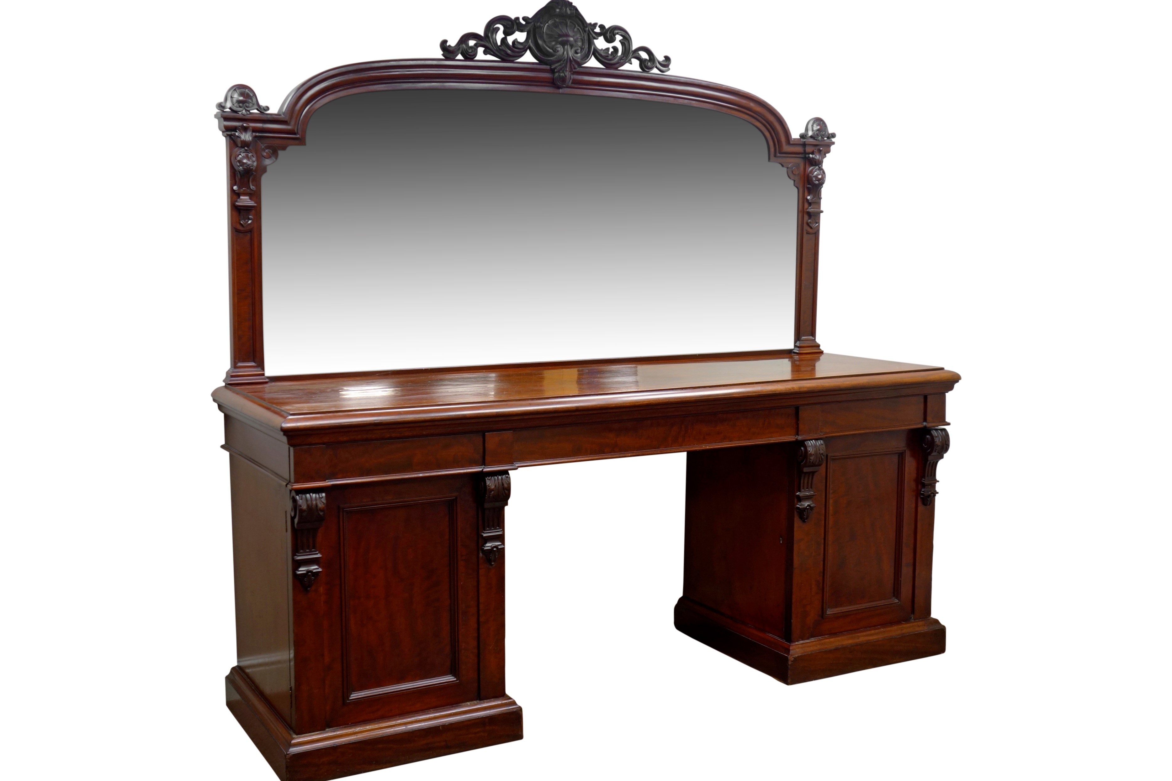 Large Victorian mahogany mirror back sideboard,