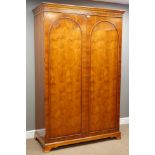 Yew wood double wardrobe, interior hanging space and shelf, W129cm, H200cm,