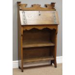 Early 20th century oak Arts & Crafts secretaire bookcase, fall front above shelves, W64cm, H106cm,