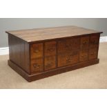 'Next Home' hardwood apothecary coffee table, rectangular top with hinged compartment, ten drawers,