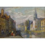 Continental City River scene, 19th century gouache initialed and dated 1870 by J Carey 19.