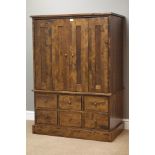 'Laura Ashley Garrett' chestnut wood cabinet, double hinged doors above six drawers, W95cm, H135cm,