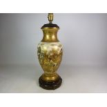 Meiji period Japanese Satsuma baluster shaped vase, later converted to a table lamp,