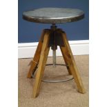 Industrial style stool with adjustable swivel top, D35cm,