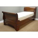 Mahogany 3' single sleigh bed with 'Silentnight Gianna' mattress Condition Report