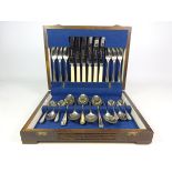 Canteen of silver-plated of cutlery, six place settings,
