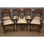 Set seven (6+1) Regency mahogany dining chairs, carved gadroon detail to cresting rail,