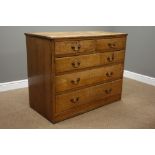 Late 19th century oak chest, two short and three long drawers, W110cm, H87cm,
