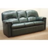 'G-Plan' three seat sofa (W215cm), matching manual reclining armchair (W105cm),