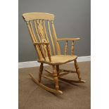 Beech farmhouse style rocking armchair,