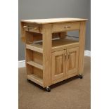 'Catskill' cherry wood drop leaf kitchen island trolley counter with drawer and cupboard,