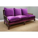 Early 20th century mahogany framed bergere lounge suite, three seat sofa (W205cm),
