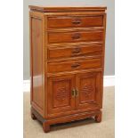 Chinese rosewood cabinet fitted with four drawers and two cupboards, W51cm, H94cm,