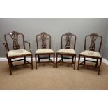 Set four (3+1) 20th century mahogany Hepplewhite style dining chairs,