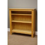 Light oak open bookcase, two adjustable shelves, W91cm, H93cm,