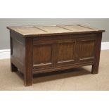 20th century three panelled blanket box with hinged lid, W92cm, H50cm,
