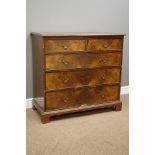 Early 19th century walnut and walnut banded chest, two short and three drawers, W101cm, H94cm,