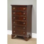 Reproduction mahogany six drawer chest, on bracket feet, W46cm, H87cm,