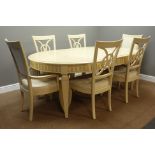 Stanley limed oak circular extending dining table with two additional leaves (H77cm,