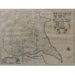 'East Riding', 17th century uncoloured map pub.