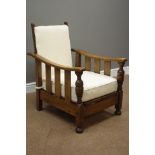 Early 20th century stained beech adjustable armchair,