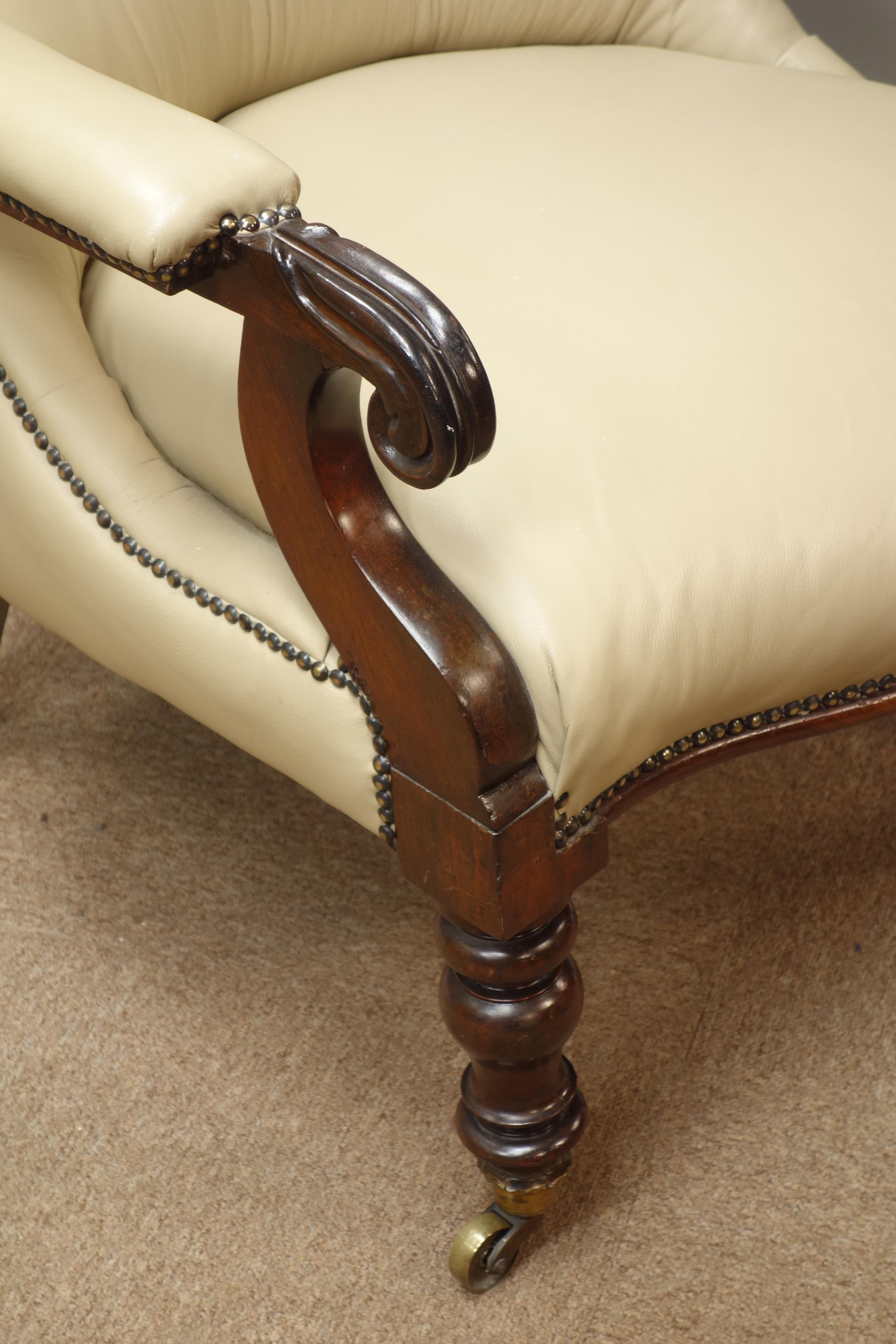 Regency period rosewood open armchair scrolled arm supports with turned supports, - Image 2 of 2