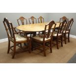 Reproduction mahogany twin pedestal dining table (98cm x 171cm, H70cm),