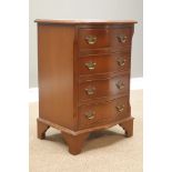 Reproduction serpentine four drawer chest, W48cm, H72cm,