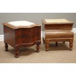Victorian figured mahogany commode, serpentine front,