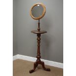 Victorian mahogany adjustable shaving stand with circular tier and mirror,