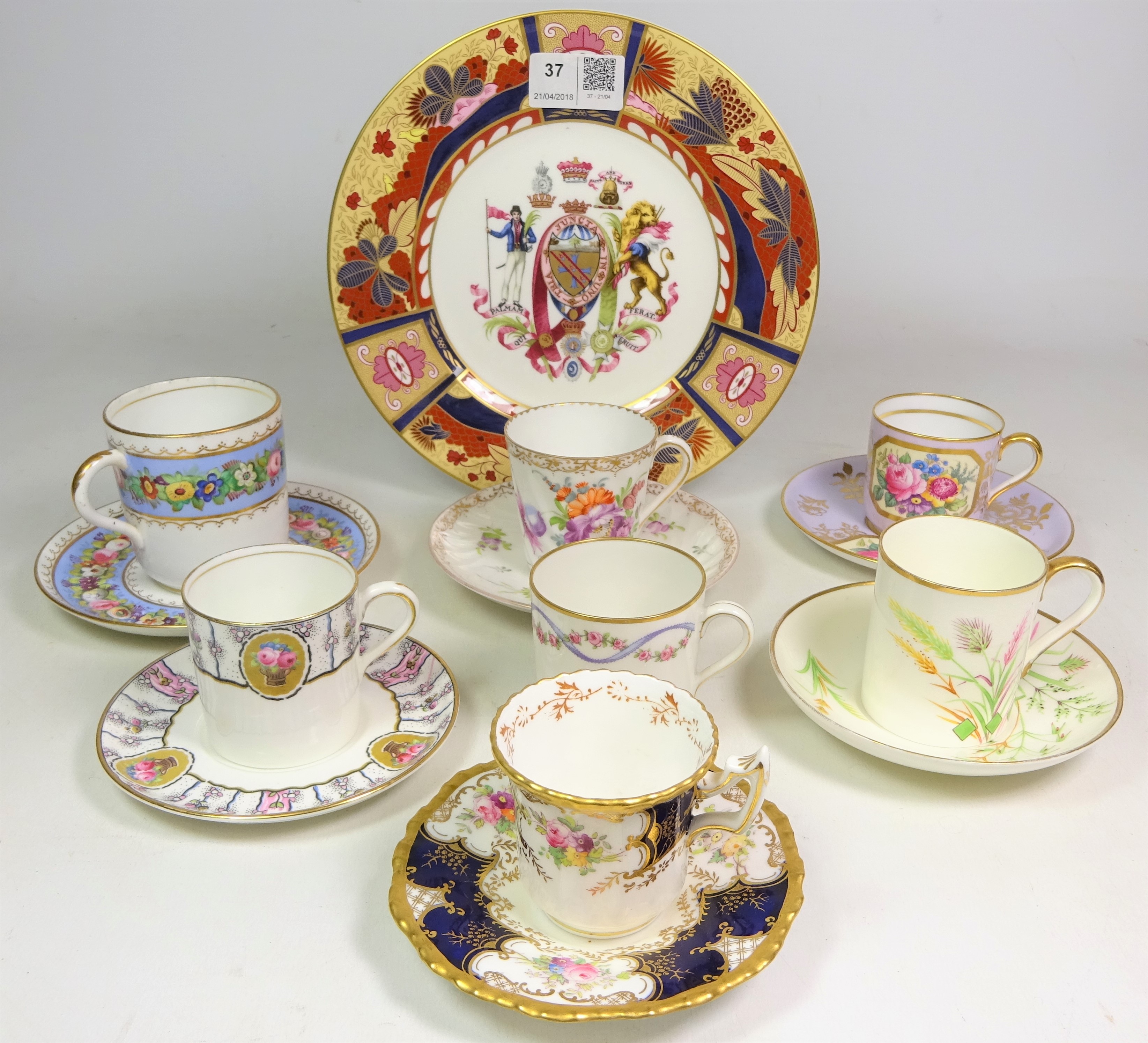 19th century and later cabinet cups and saucers including Dresden, Spode, Coalport,