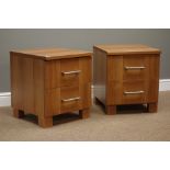 Pair cherry wood finish two drawer bedside chests, W45cm, H53cm,
