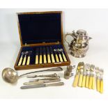 Part canteen of Victorian fish knives and forks, Victorian flatware with silver handles,