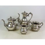 Four piece silver-plated tea set,