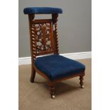 Victorian walnut prie dieu chair, with barley twist supports,