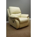 'Laz-E-boy' electric reclining armchair upholstered in cream leather,