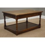 'Jaycee' medium oak rectangular coffee table with undertier, 86cm x 60cm,