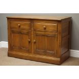 'Ercol' golden dawn finish elm sideboard, two drawers and two cupboards, W98cm, H70cm,