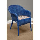 Blue painted 'Lloyd Loom' style wicker armchair Condition Report <a href='//www.