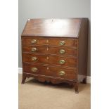 George III mahogany fall front bureau, four graduating drawers,