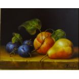 Still Life of Pears and Grapes, 20th century oil on panel signed Ziegler 18.
